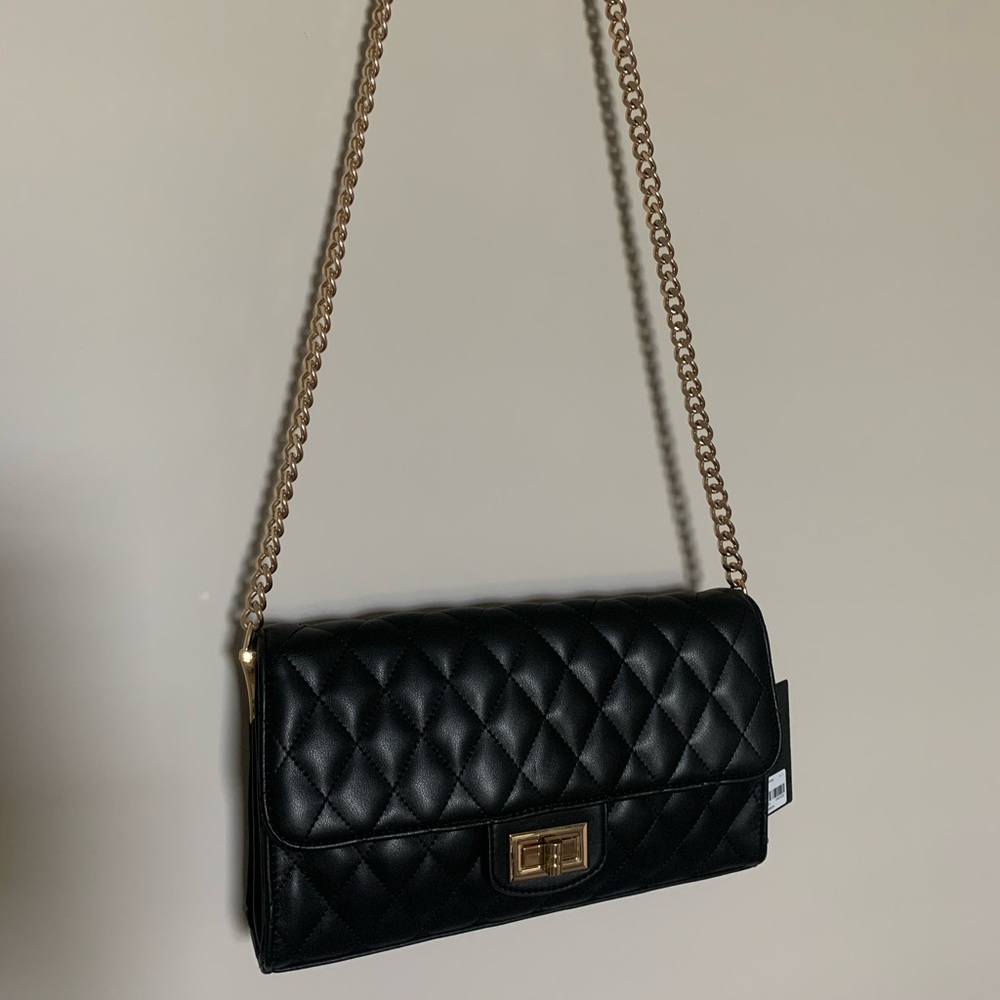 Black Faux Leather Crossbody Bag